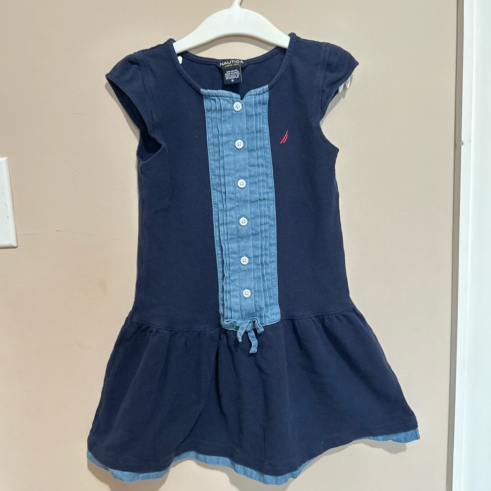Nautica Girls Cap Sleeve Cotton Chambray Dress Size 5